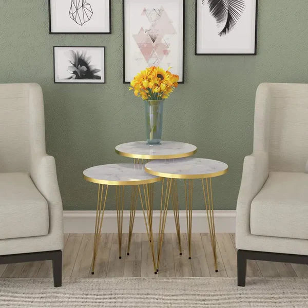 Round White/Black Side Table / Coffee Table - Alifdukan