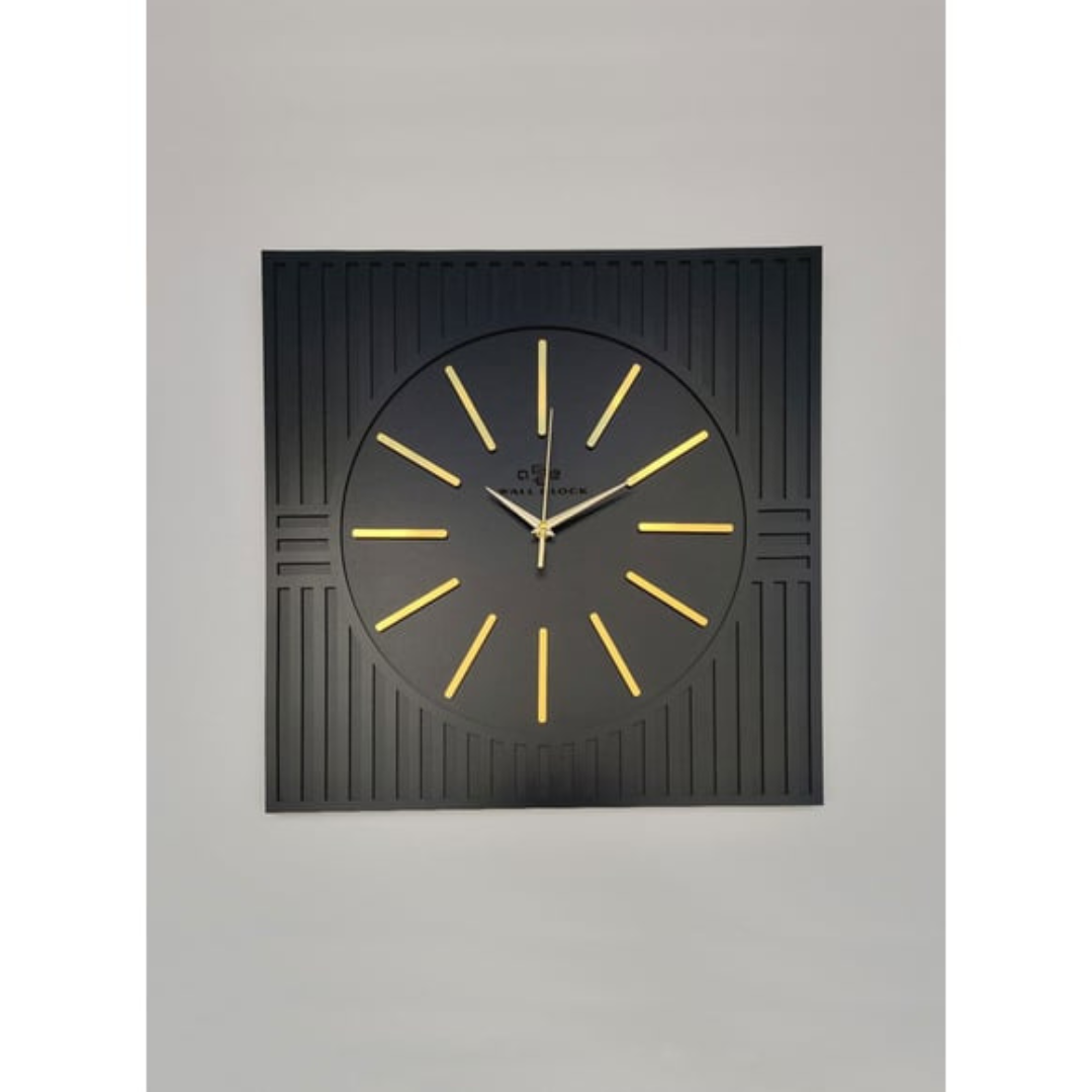 Black and Golden Metal Wall Clock
