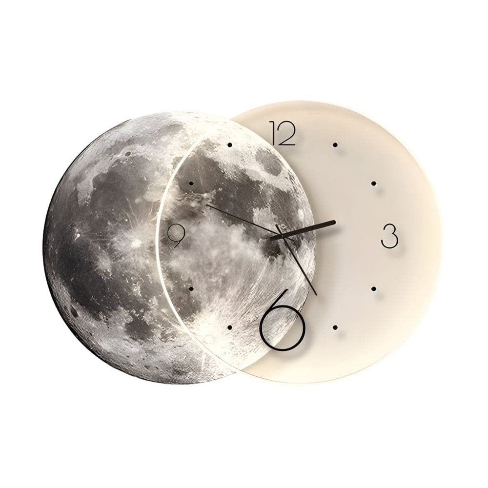 Moon Lunar Wall Clock USB Remote Control Power Bank LED Wall Painting Lamp, 2 Sizes, Black/Glod