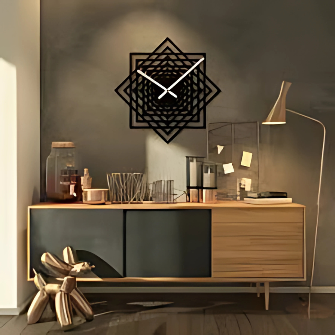 Brown Cloud Exclusive Laser Cut Modern Black Wall Clock Made of Engineered Wood for Personal/Corporate Gift