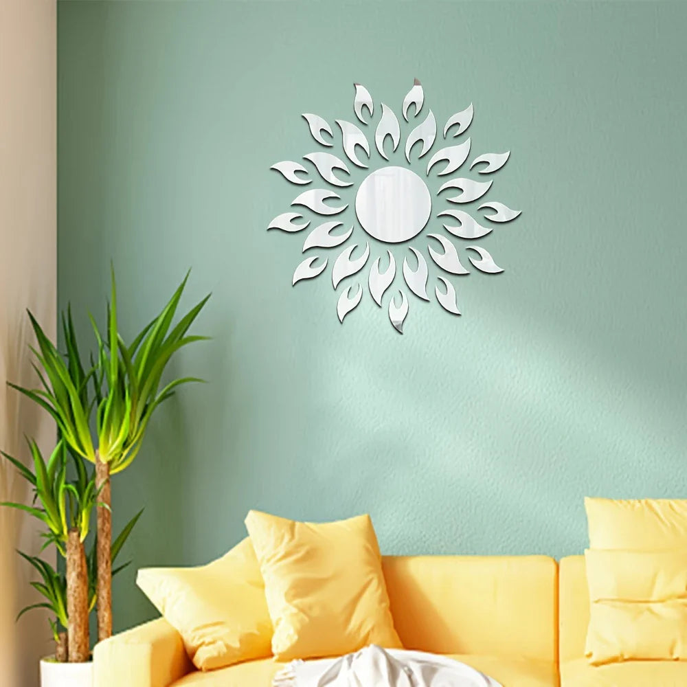 Acrylic Mirror Sticker Holiday Home Decoration Self-adhesive Wall Sticker Wall Mirror Tile Bedroom Installation DIY Self-adhesive Double Layer Thickened Decoration Creative Home