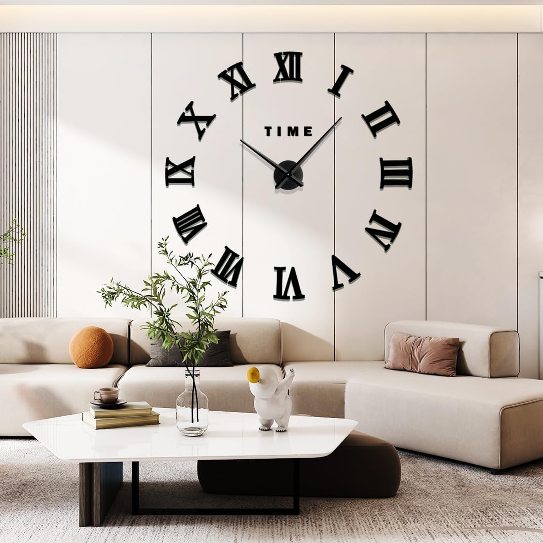 Roman Numerals Frameless DIY 3D Wall Clock for Living Room Decor, Decorative Wall Clocks Battery Operated 28x28 inches
