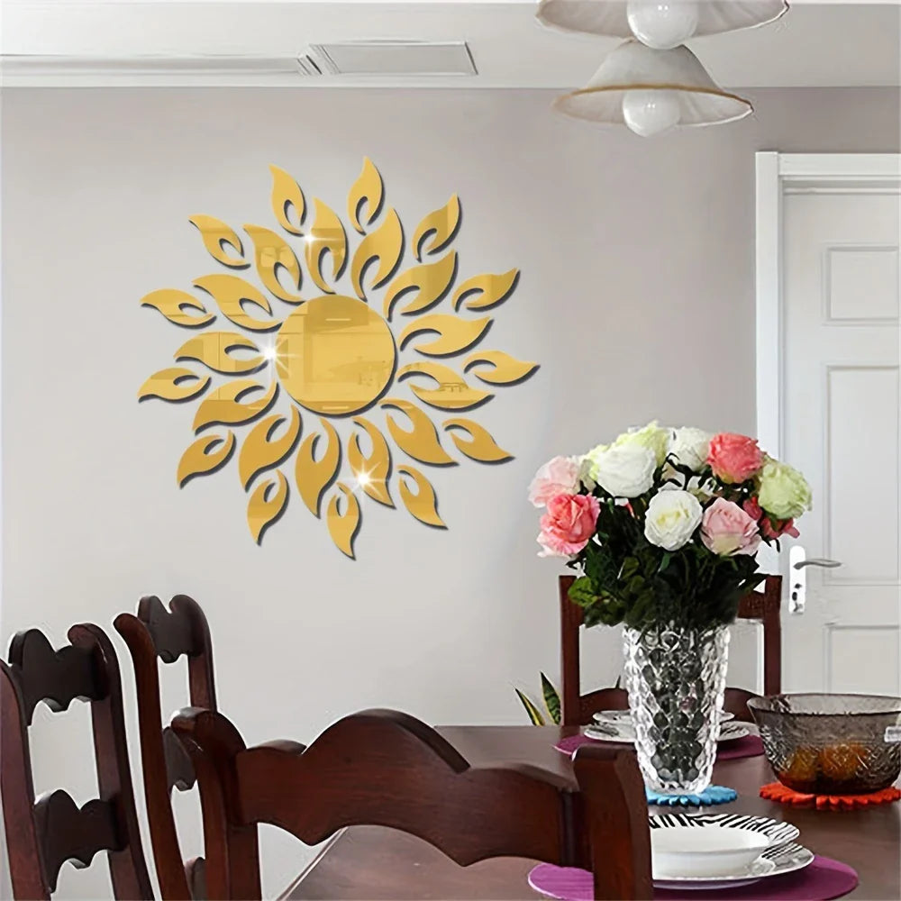Acrylic Mirror Sticker Holiday Home Decoration Self-adhesive Wall Sticker Wall Mirror Tile Bedroom Installation DIY Self-adhesive Double Layer Thickened Decoration Creative Home