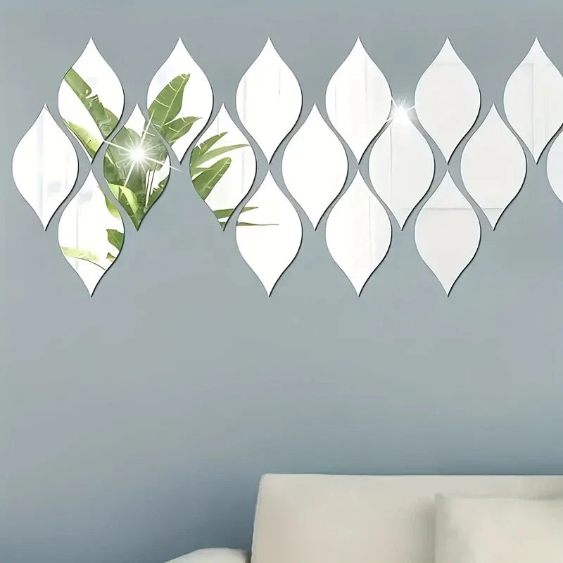 Wall Stickers, 3D Self-adhesive Oval Mirror Tile Stickers, Suitable for Living Room, Bathroom, Home Office - Vertical Direction, Glass Surface, No Electricity Required