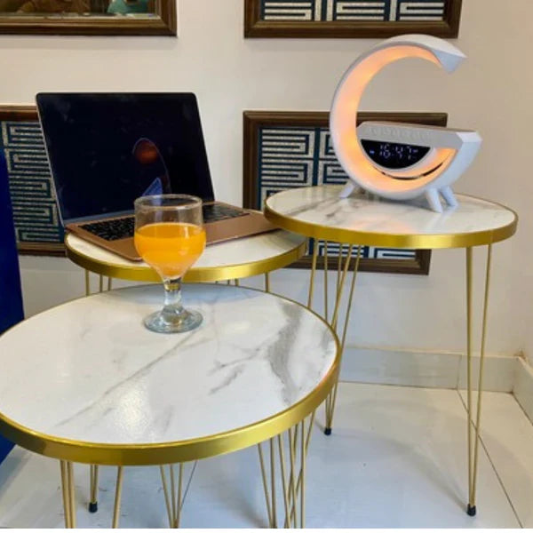 Round White/Black Side Table / Coffee Table - Alifdukan
