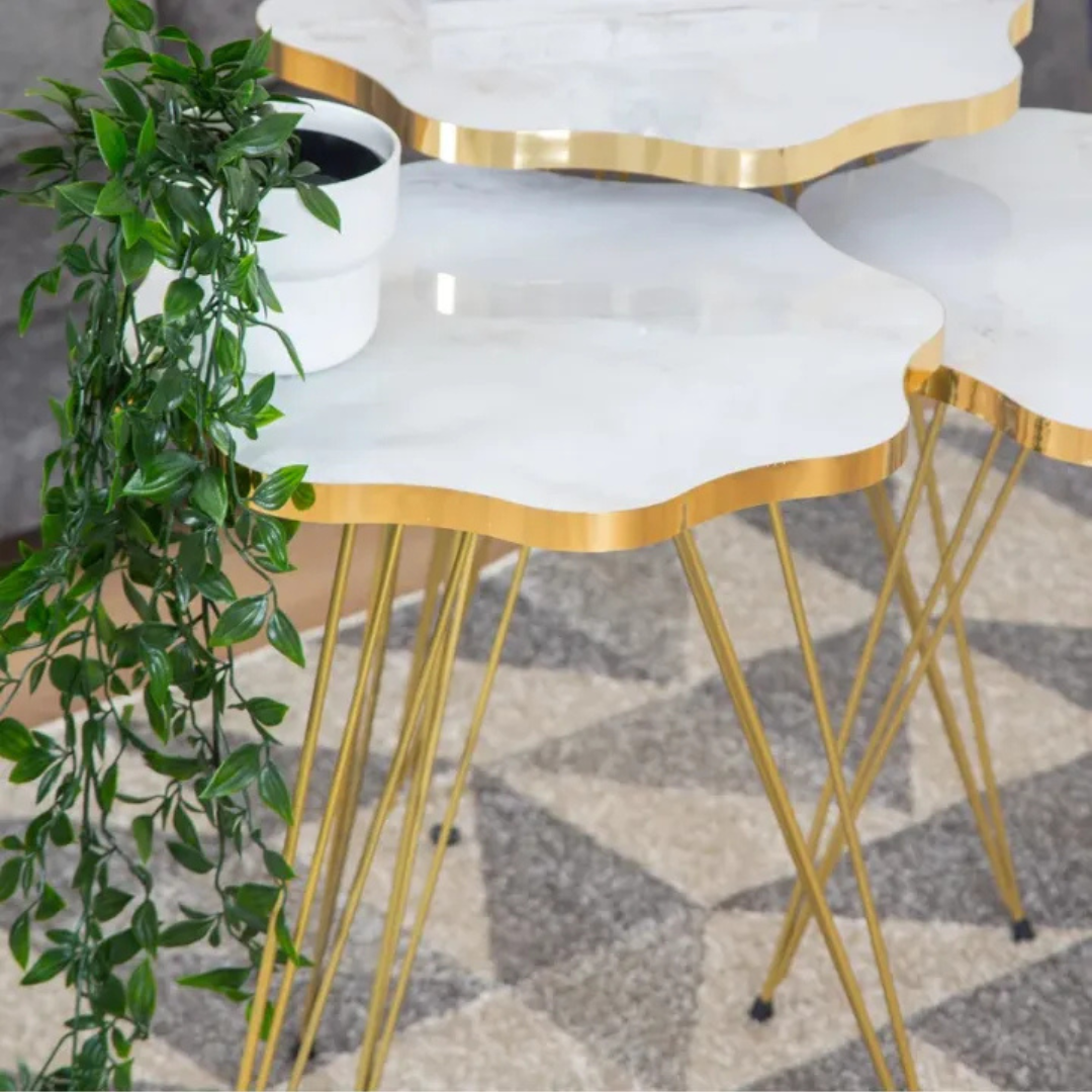 flower white/Black Side table / Coffee Table - Alifdukan