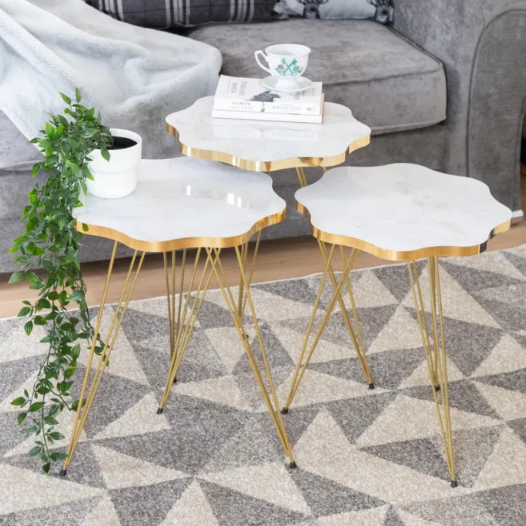 flower white/Black Side table / Coffee Table - Alifdukan