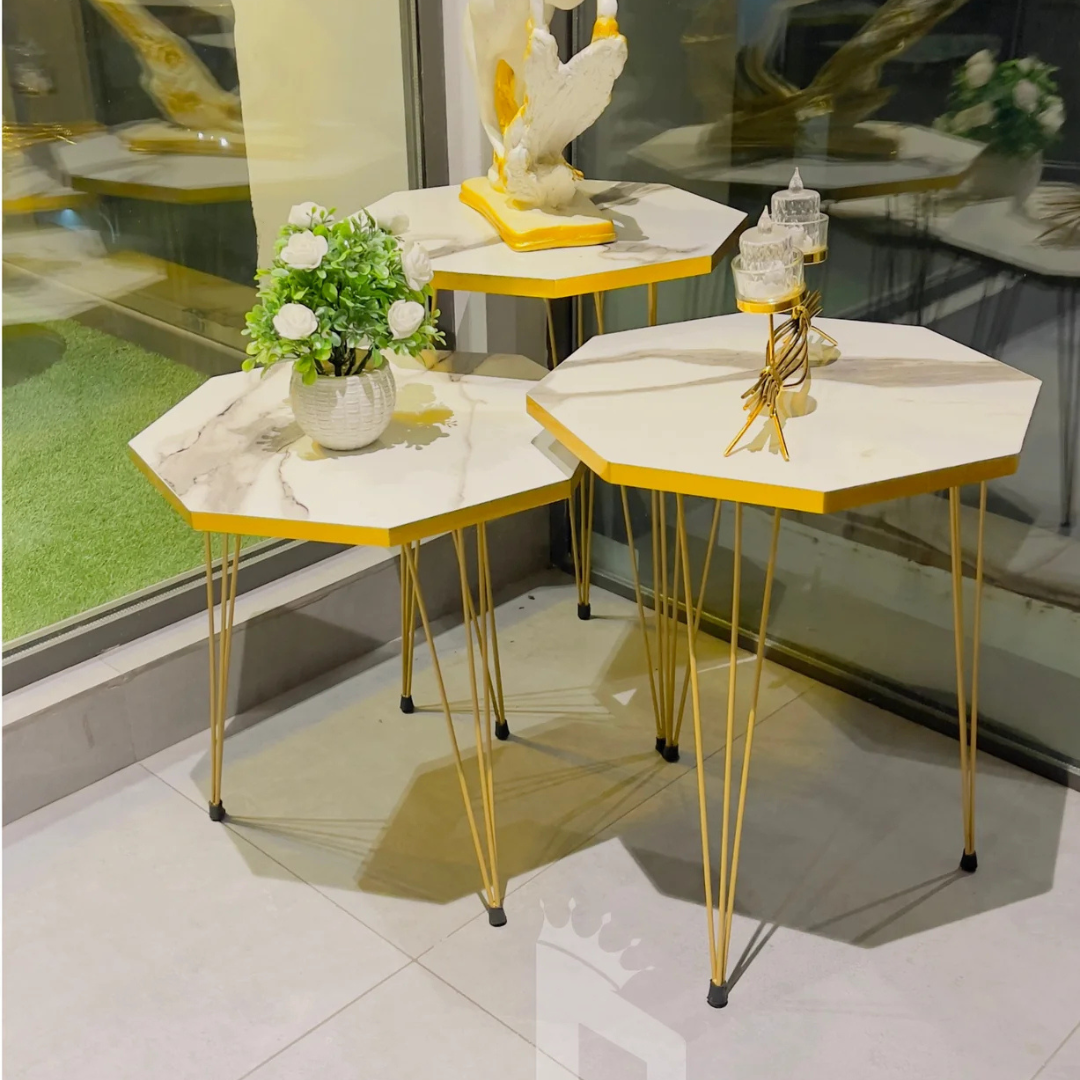 Hexa White / black Side Table /Coffee  Table - Alifdukan
