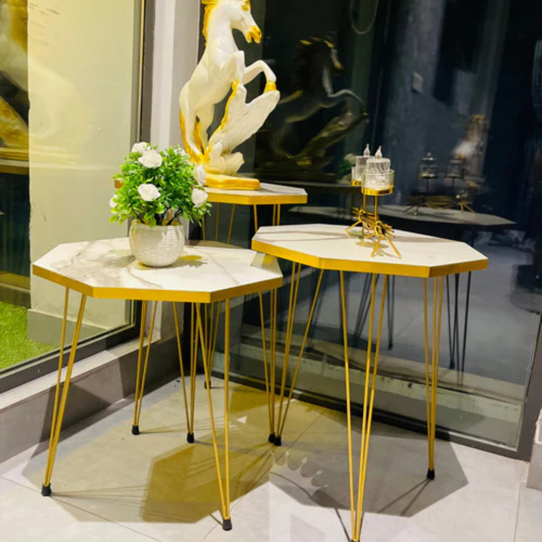 Hexa White / black Side Table /Coffee  Table - Alifdukan