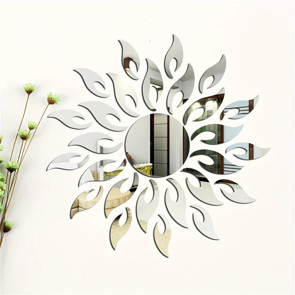 Acrylic Mirror Sticker Holiday Home Decoration Self-adhesive Wall Sticker Wall Mirror Tile Bedroom Installation DIY Self-adhesive Double Layer Thickened Decoration Creative Home