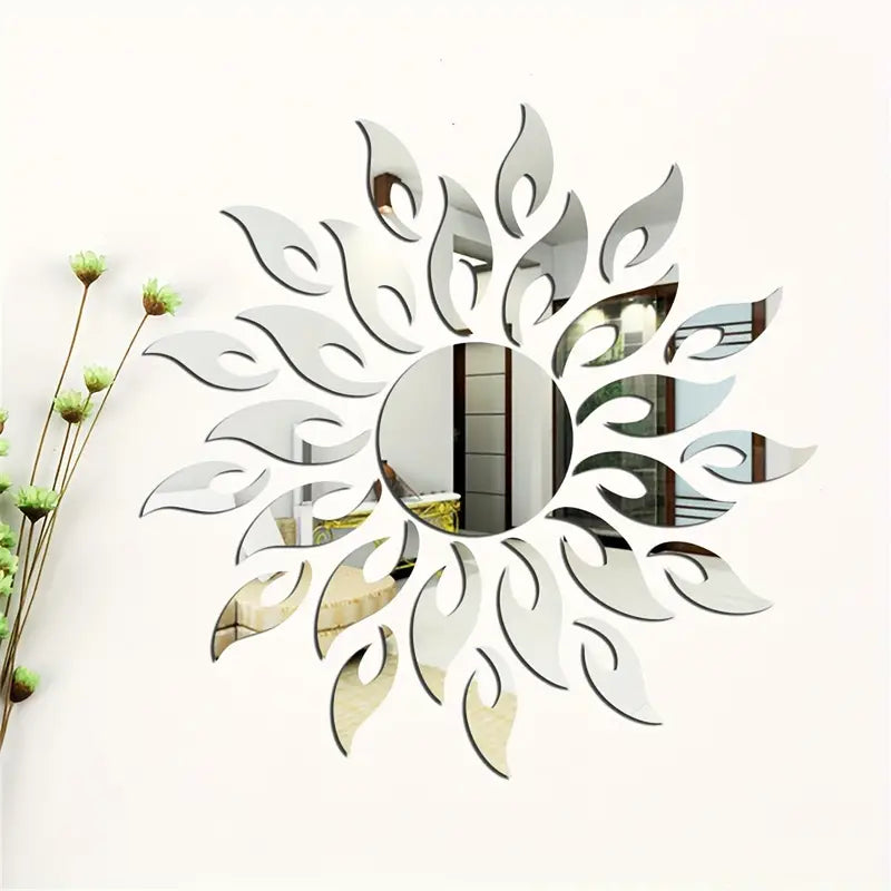 Acrylic Mirror Sticker Holiday Home Decoration Self-adhesive Wall Sticker Wall Mirror Tile Bedroom Installation DIY Self-adhesive Double Layer Thickened Decoration Creative Home