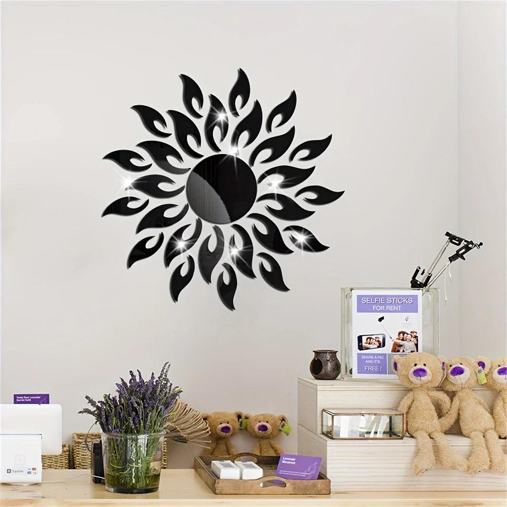 Acrylic Mirror Sticker Holiday Home Decoration Self-adhesive Wall Sticker Wall Mirror Tile Bedroom Installation DIY Self-adhesive Double Layer Thickened Decoration Creative Home
