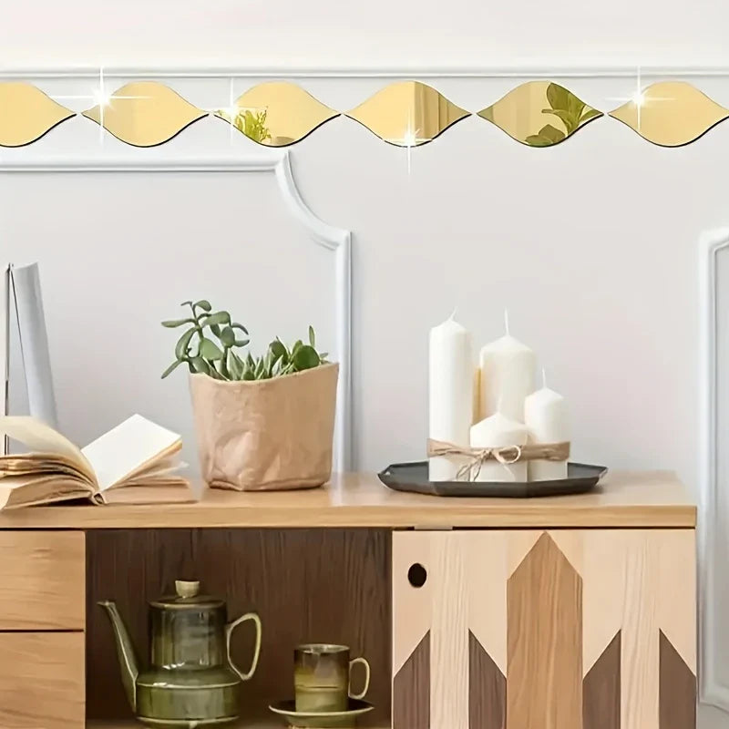 Wall Stickers, 3D Self-adhesive Oval Mirror Tile Stickers, Suitable for Living Room, Bathroom, Home Office - Vertical Direction, Glass Surface, No Electricity Required