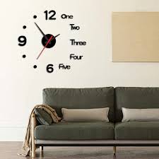 Wall Clocks Glossy Self-adhesive Adjustable Silent Operated Home Wall Clock for Cafe